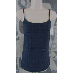 New Ann Taylor LOFT Cami Navy Blue Lace Front Women L Stretch Adjust. Strap $30